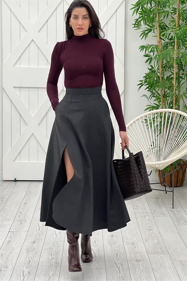 Antrasit Yırtmaçlı Etek 05175