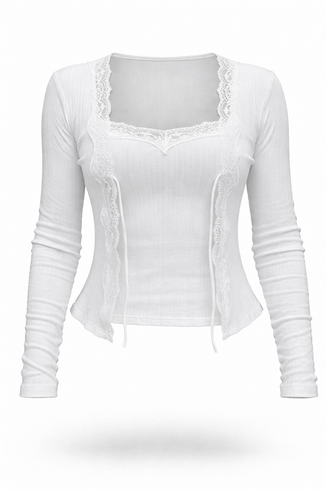 Beyaz Dantel Bluz 17498