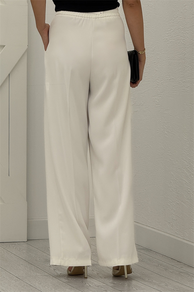Beyaz Geniş Paça Pantolon 4386