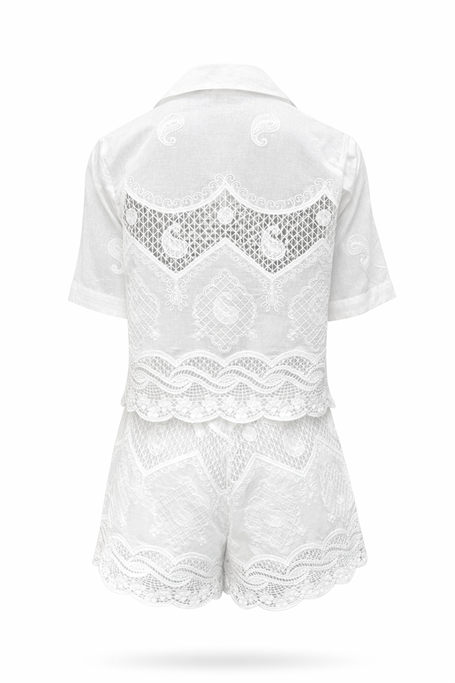 Beyaz Gömlek Şort Takım 39549