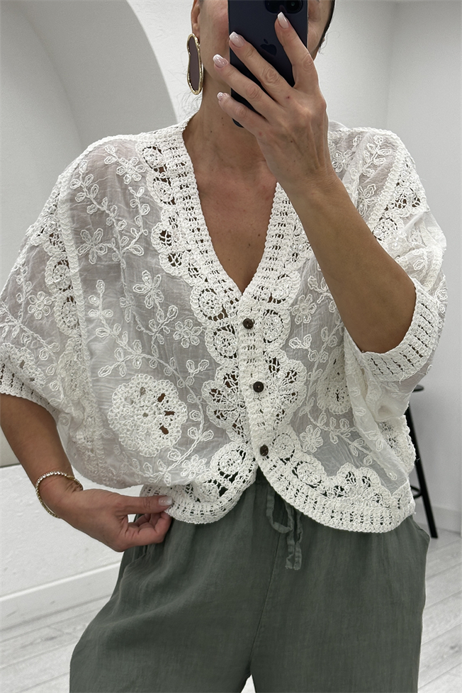 Beyaz Güpür Gömlek 39750