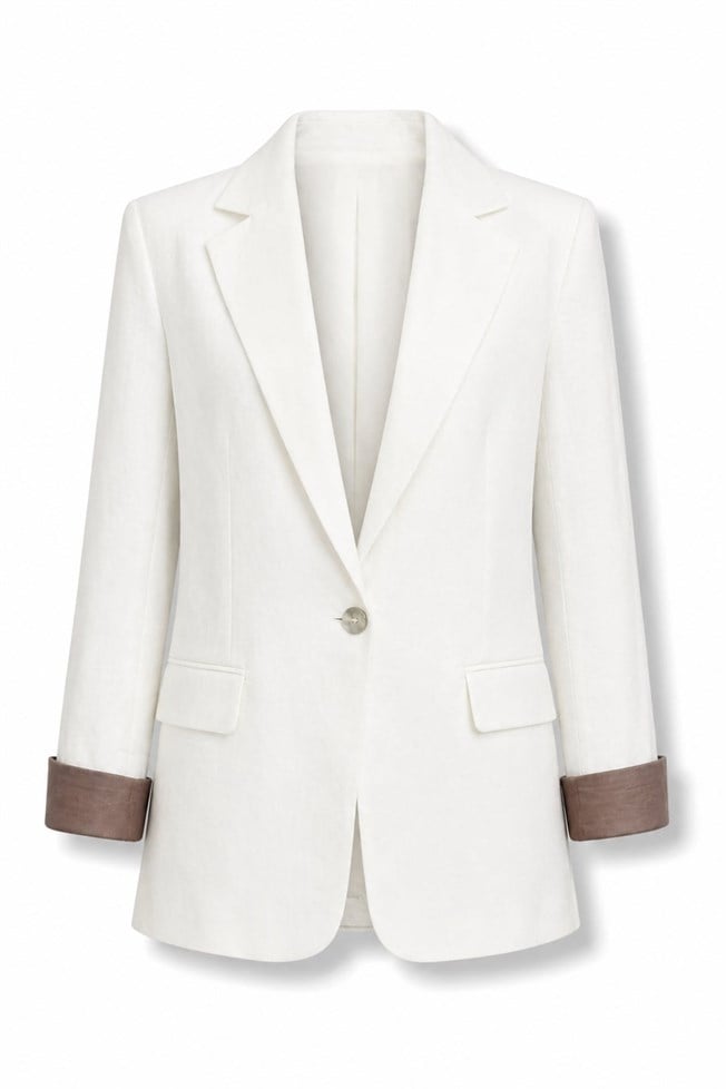Beyaz Kapak Cepli Blazer Ceket 1495 Ceket 1495