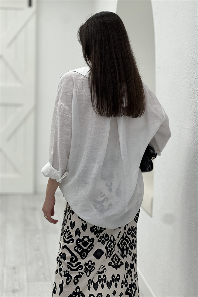 Beyaz Oversize Gömlek 4612