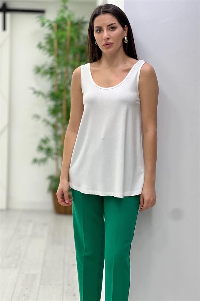 Beyaz Sıfır Kol Basic Atlet 441