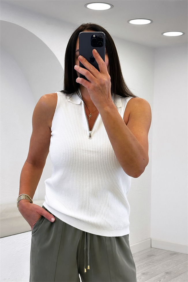 Beyaz Sıfır Kol Triko 5170