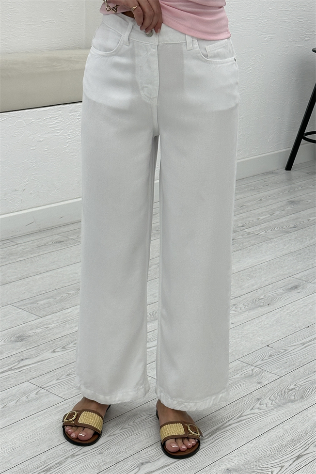 Beyaz Tensel Culotte Jean 01026