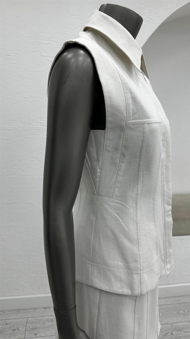 Beyaz Yelek Etek Takım 0866