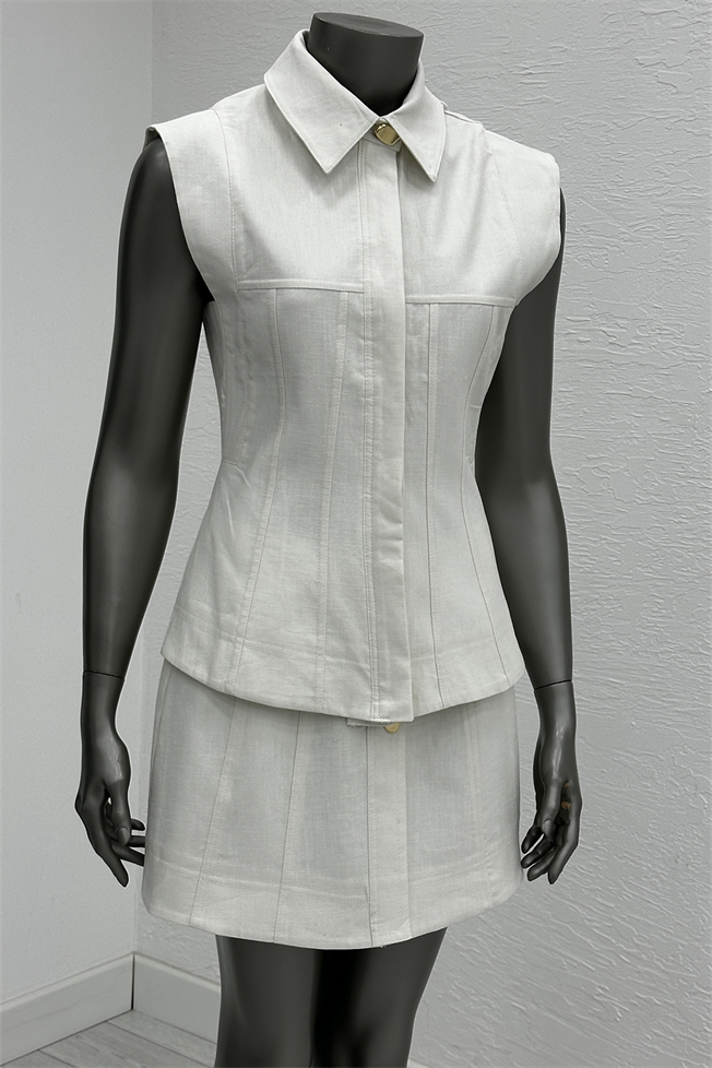 Beyaz Yelek Etek Takım 0866