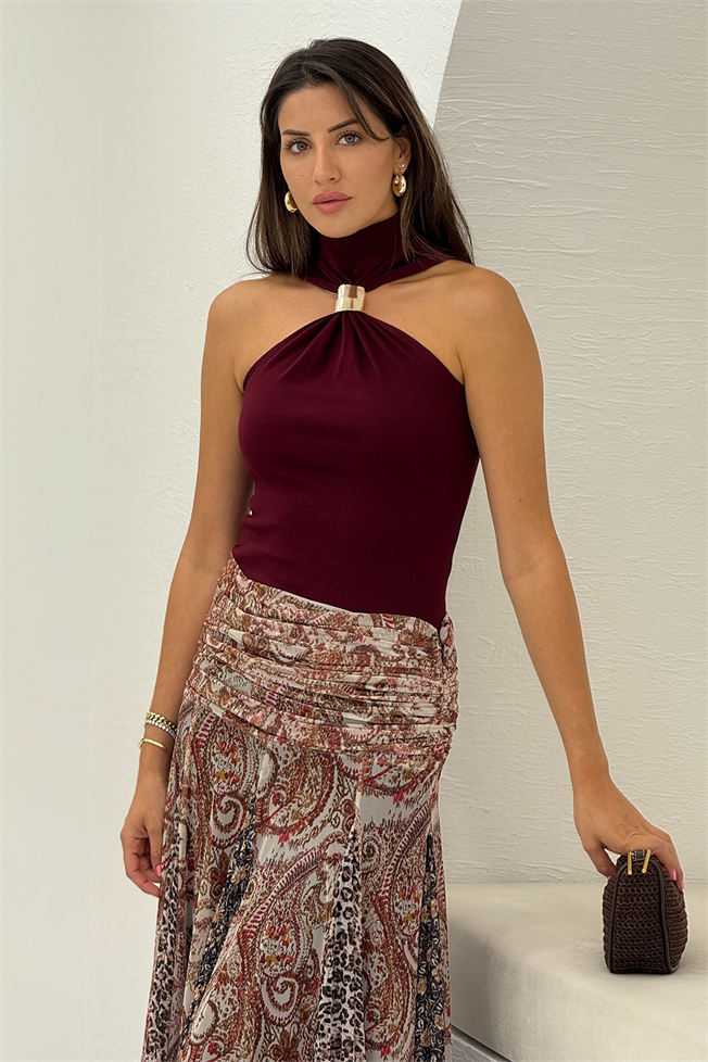 Bordo Tokalı Bluz 251009