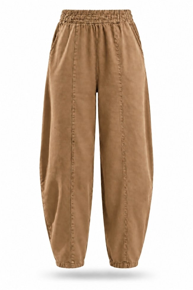 Camel Önden Dikişli Barrel Pantolon 031750
