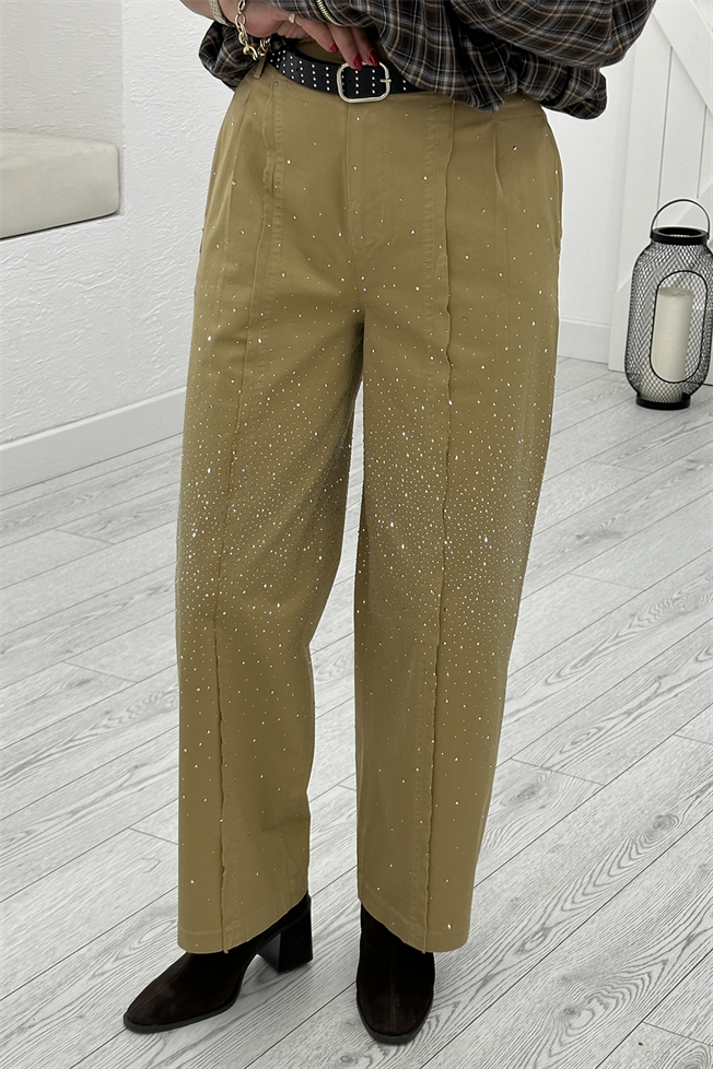 Camel Taşlı Kemerli Pantolon 51501