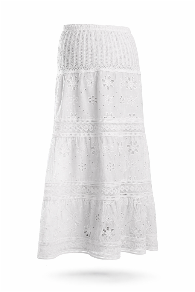 Ekru Fisto İşlemeli Etek 36987