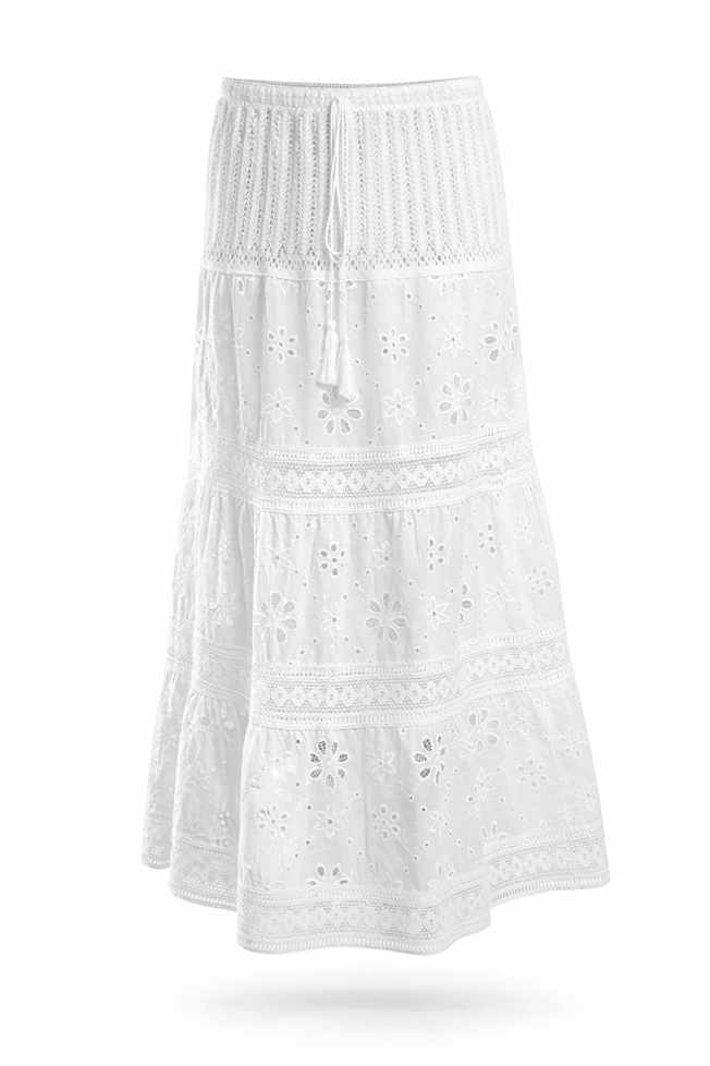 Ekru Fisto İşlemeli Etek 36987