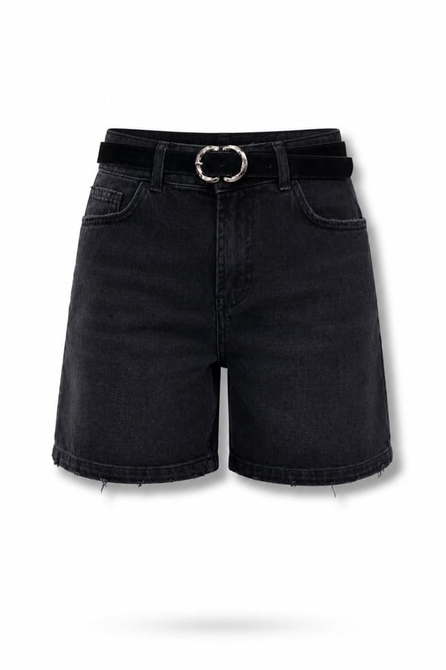 Füme Kemerli Denim Şort 26531