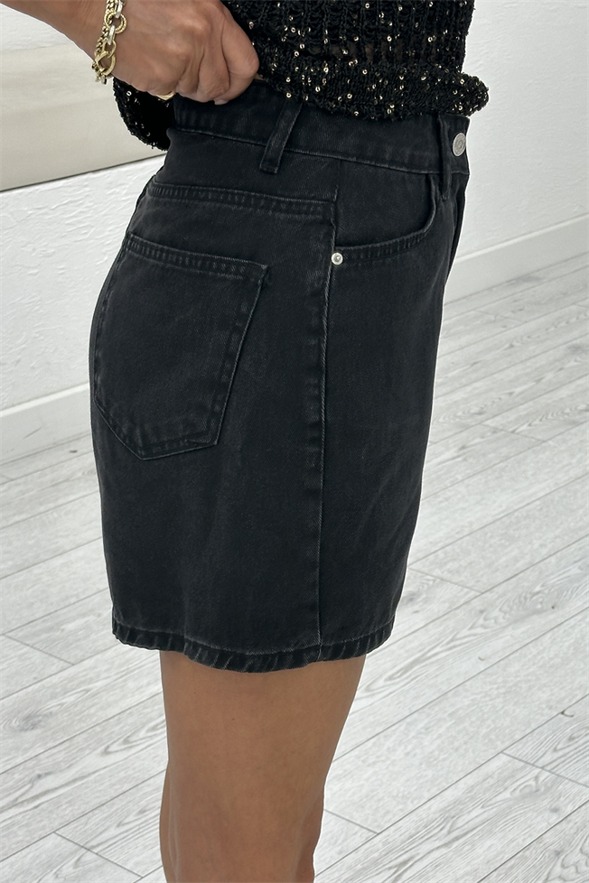 Füme Tensel Denim Şort 01087