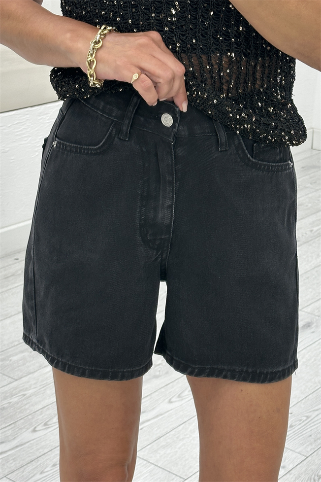 Füme Tensel Denim Şort 01087