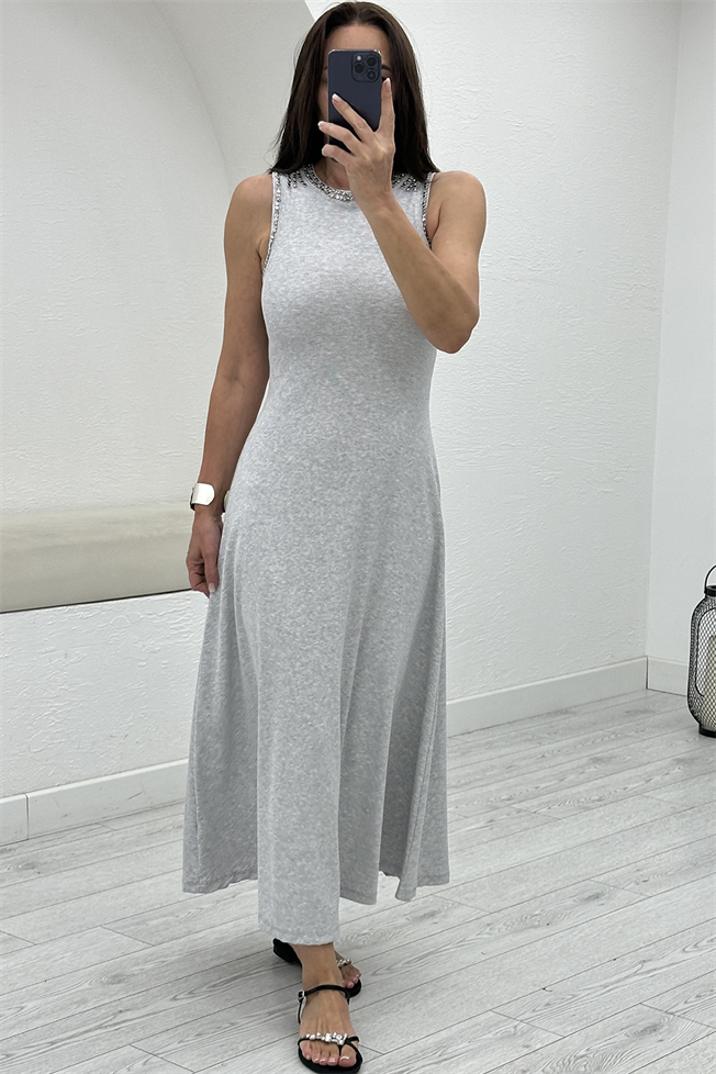 Gri Örme Elbise 8457