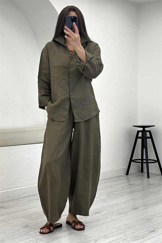 Haki Keten Pantolon 0203
