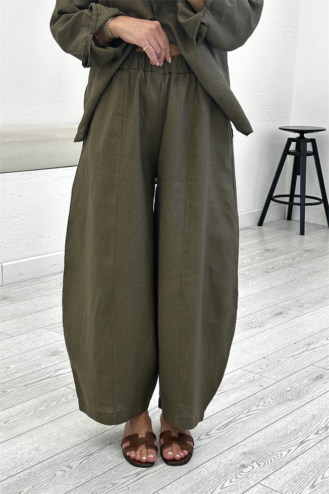 Haki Keten Pantolon 0203