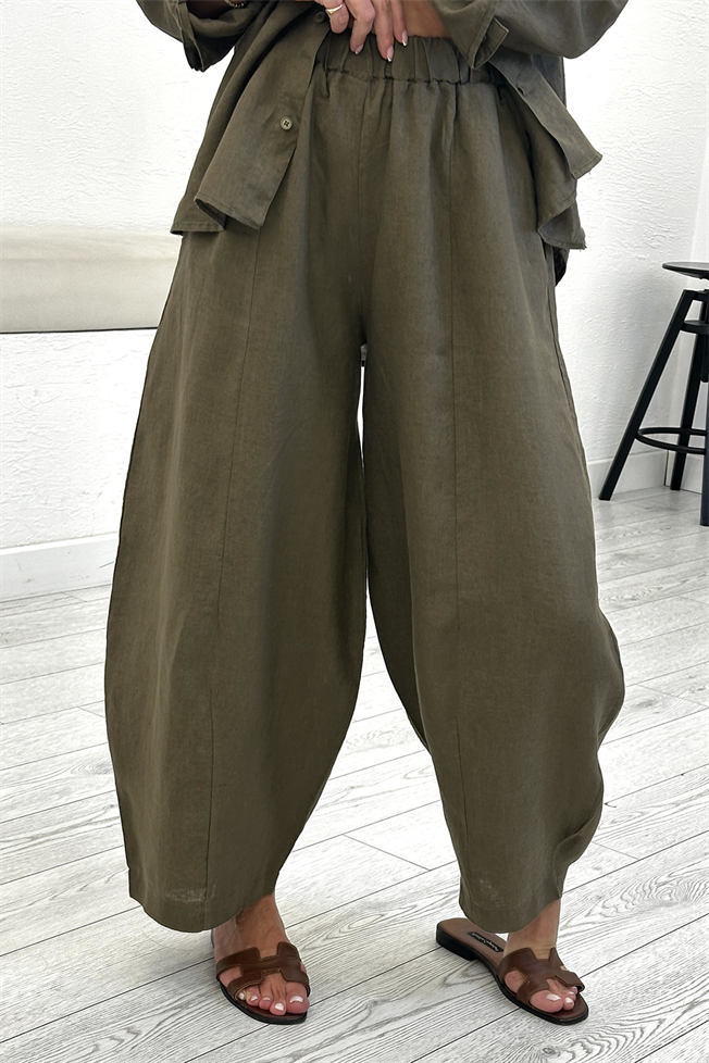 Haki Keten Pantolon 0203