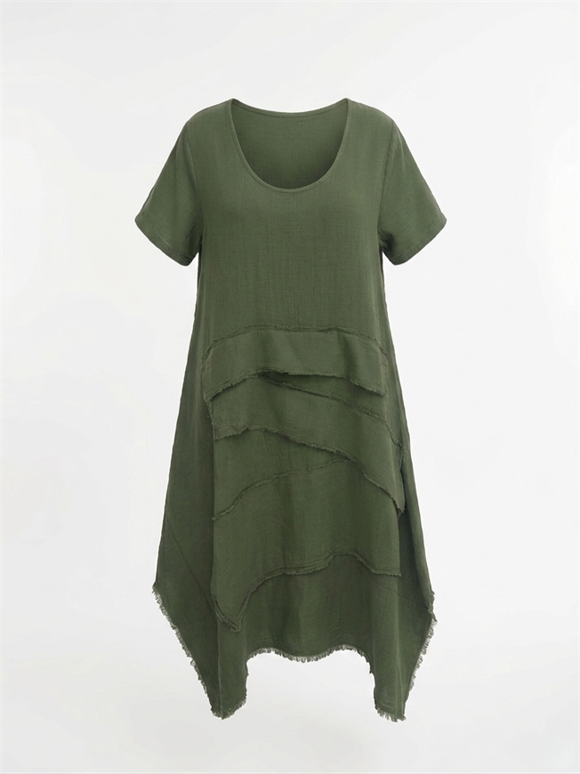 Haki Oversize Müslin Elbise 3866