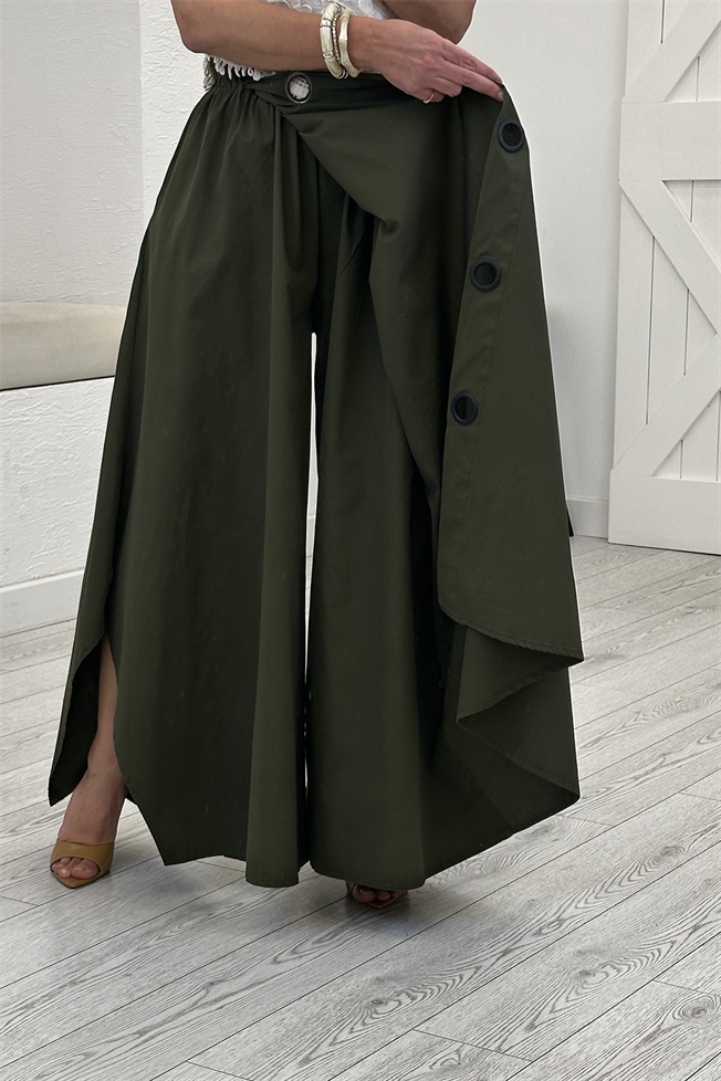 Haki Halka Detaylı Pantolon Etek 39572