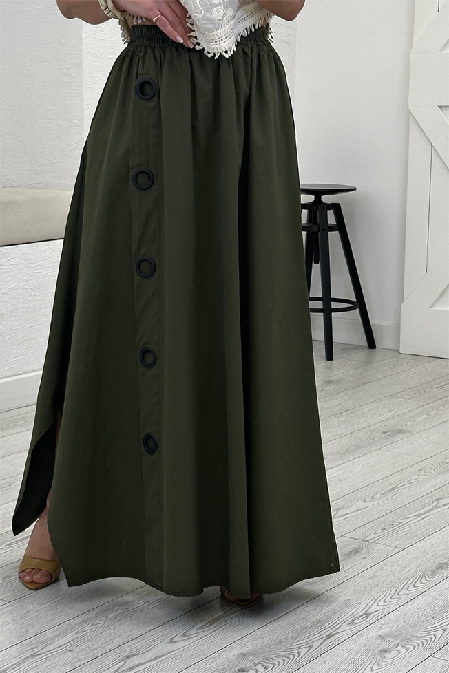 Haki Halka Detaylı Pantolon Etek 39572