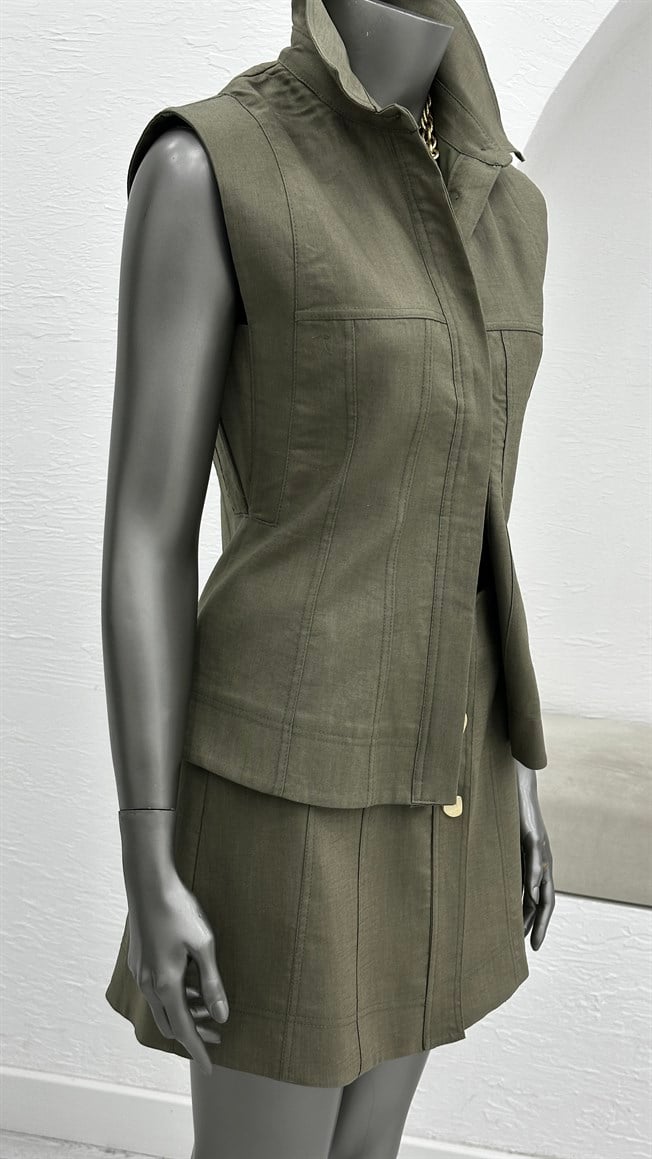 Haki Yelek Etek Takım 0866