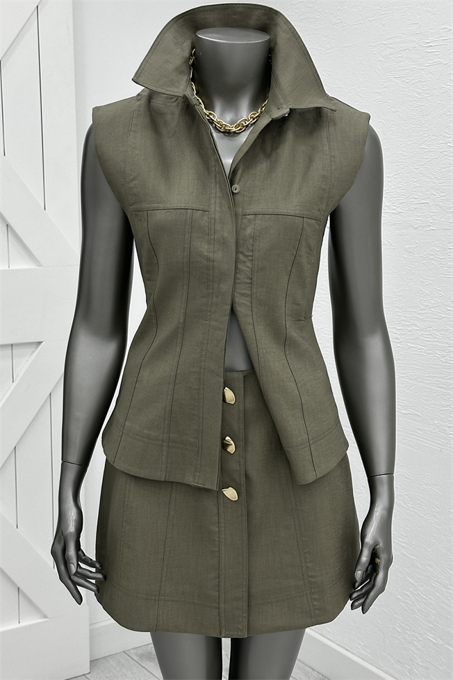 Haki Yelek Etek Takım 0866