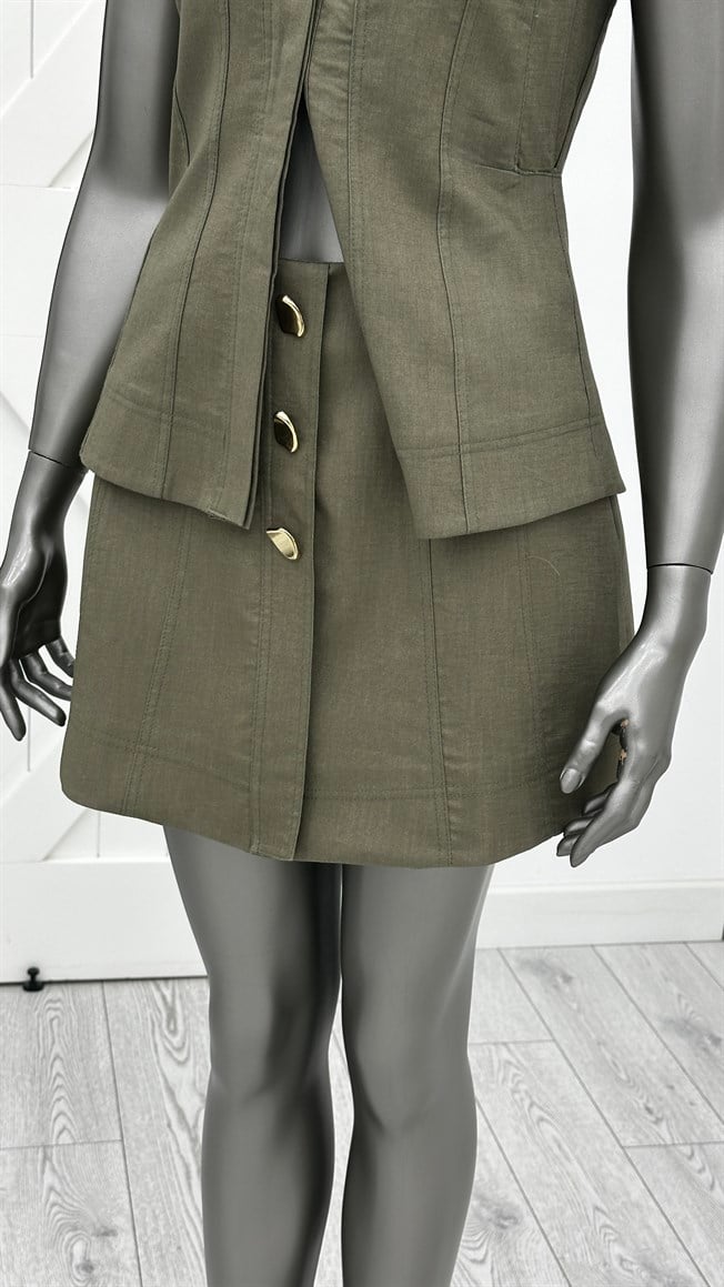 Haki Yelek Etek Takım 0866