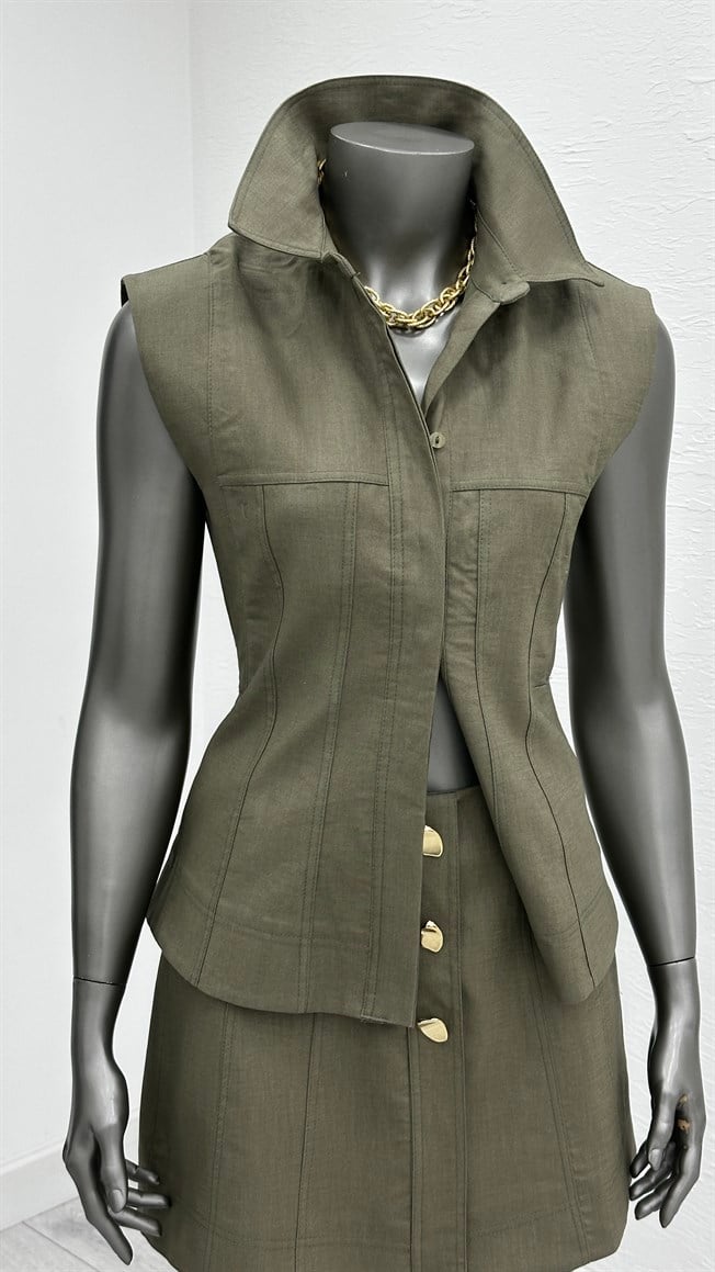 Haki Yelek Etek Takım 0866