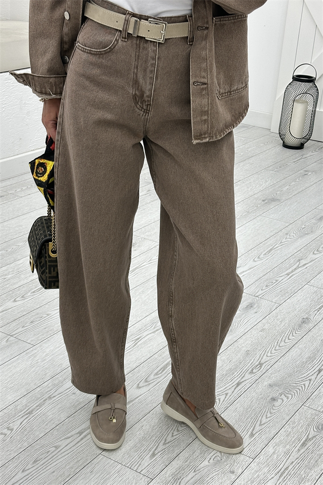 Kahverengi Barrel Jean 4209