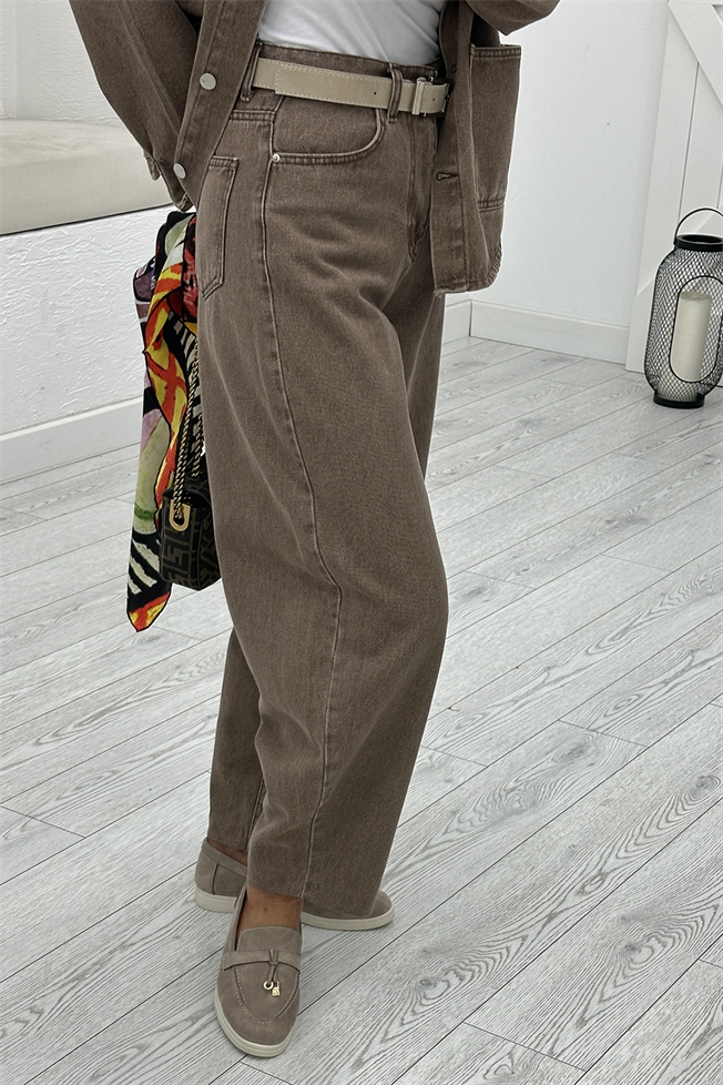 Kahverengi Barrel Jean 4209