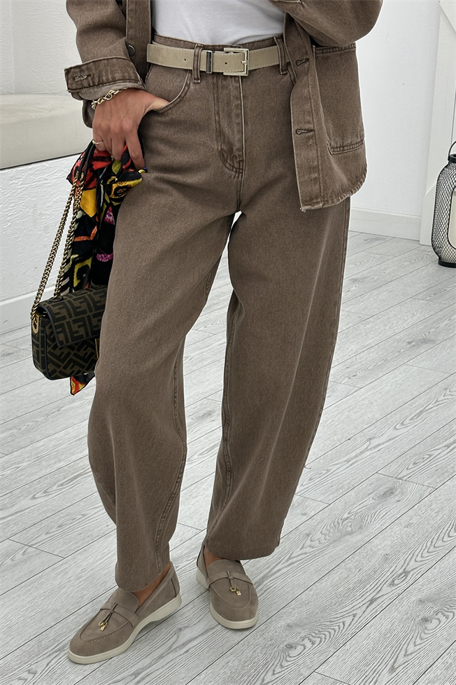 Kahverengi Barrel Jean 4209