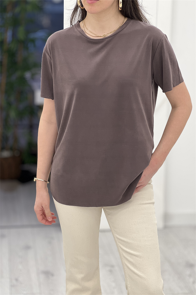 Kahverengi Bisiklet Yaka Tshirt 0102
