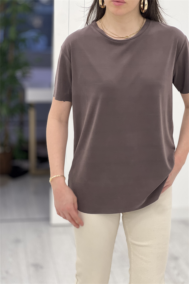 Kahverengi Bisiklet Yaka Tshirt 0102