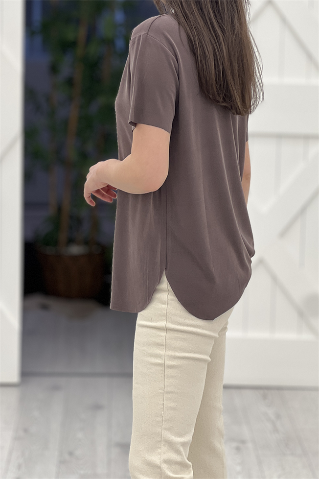 Kahverengi Bisiklet Yaka Tshirt 0102