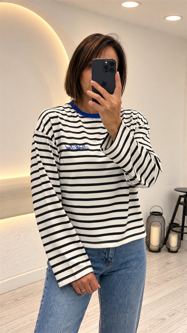 Kahverengi Çizgili Tshirt 4330