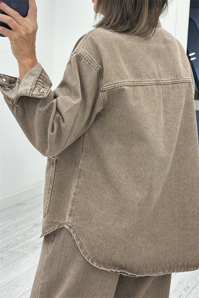 Kahverengi Denim Ceket 03040