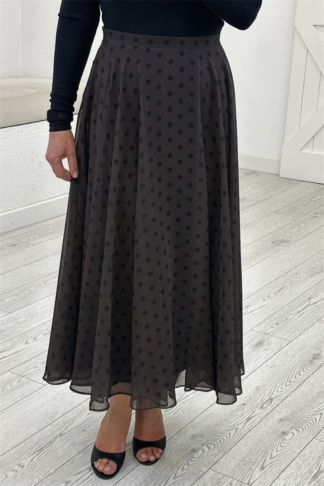 Kahverengi Puantiyeli Etek 0613