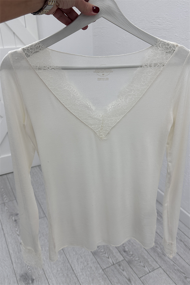 Kemik Dantelli Kaşmir Transparan Bluz 3483