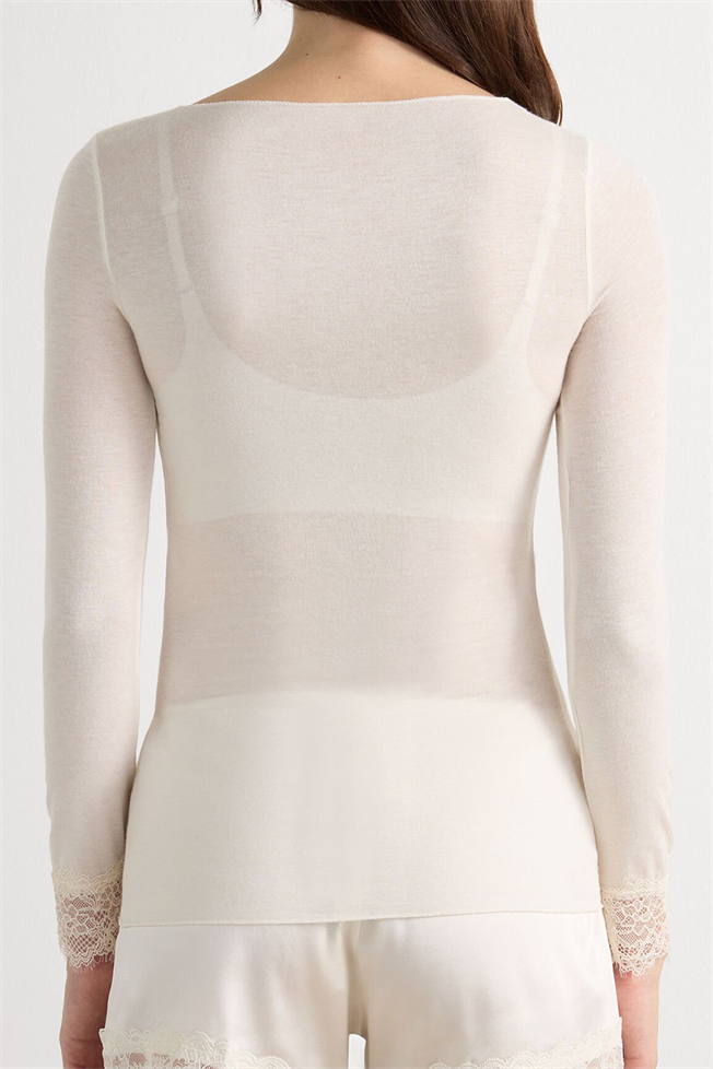 Kemik Dantelli Kaşmir Transparan Bluz 3483