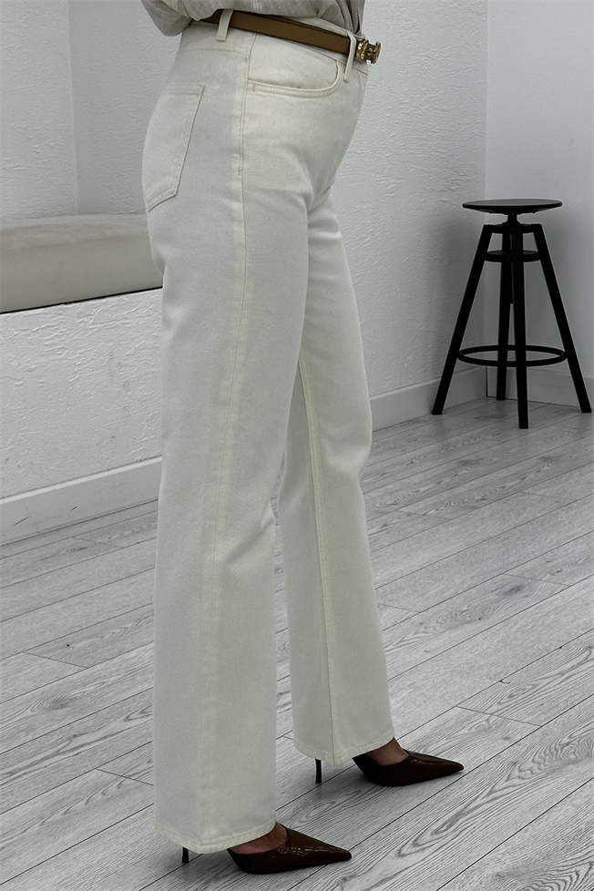 Kemik Yüksek Belli Düz Kesim Jean3666