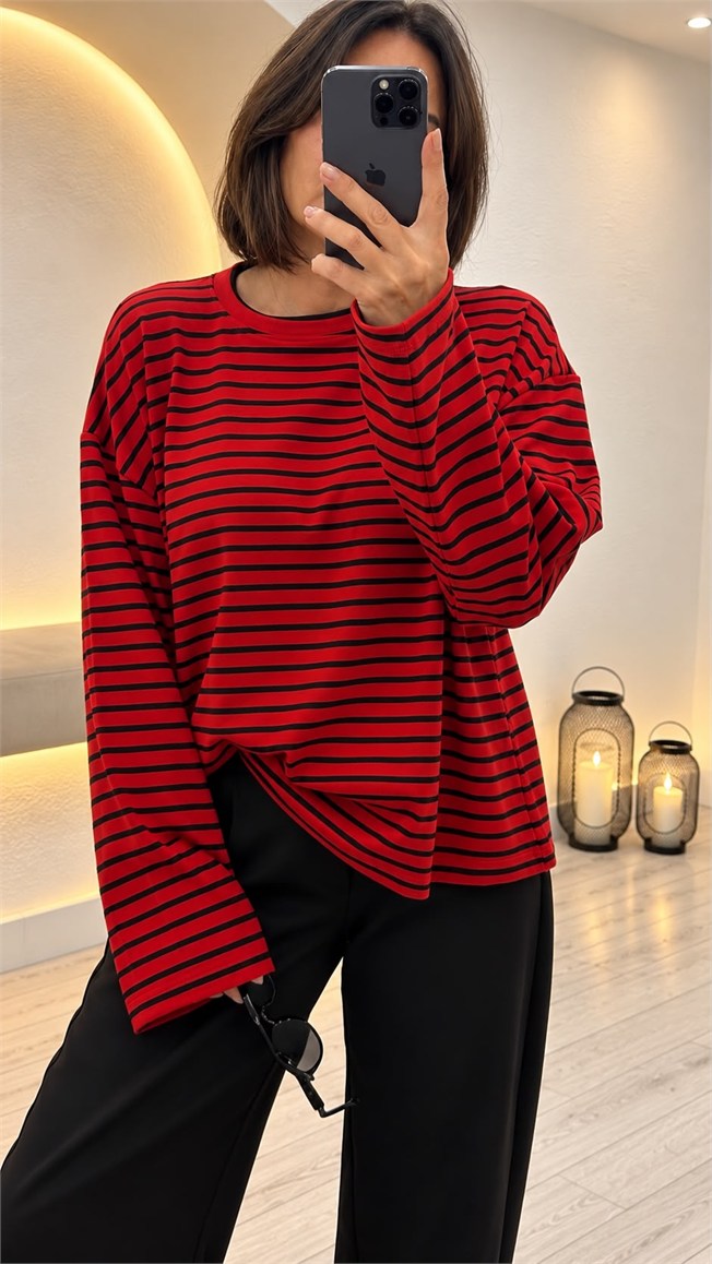 Kırmızı Çizgili Triko 0221