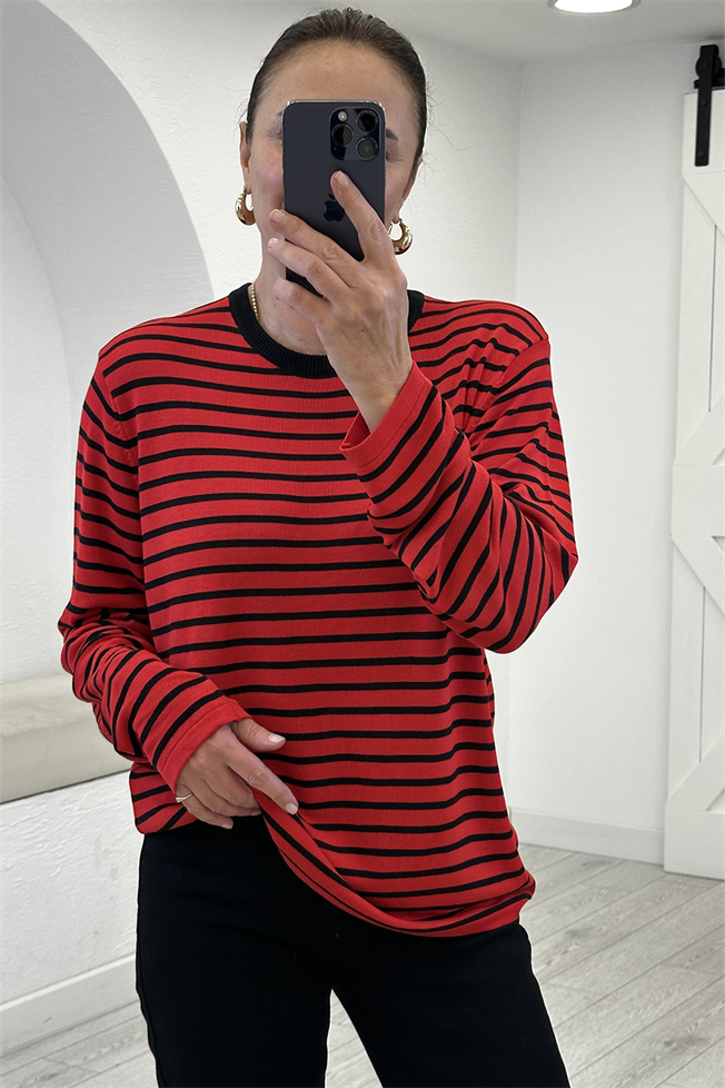 Kırmızı Çizgili Triko 261029