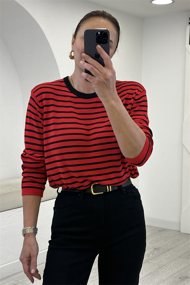 Kırmızı Çizgili Triko 261029