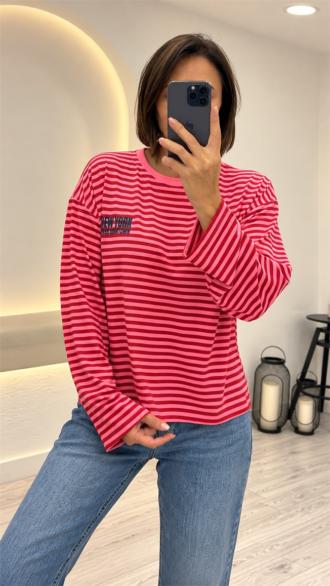 Kırmızı Çizgili Tshirt 4619