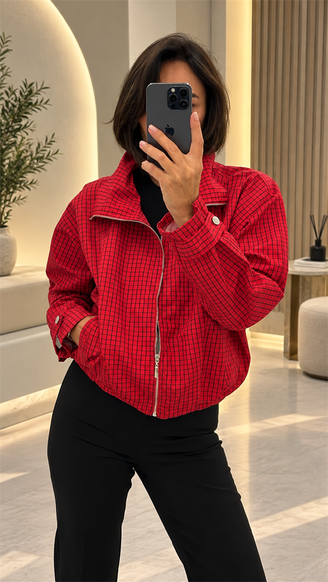 Kırmızı Kareli Ceket 4254