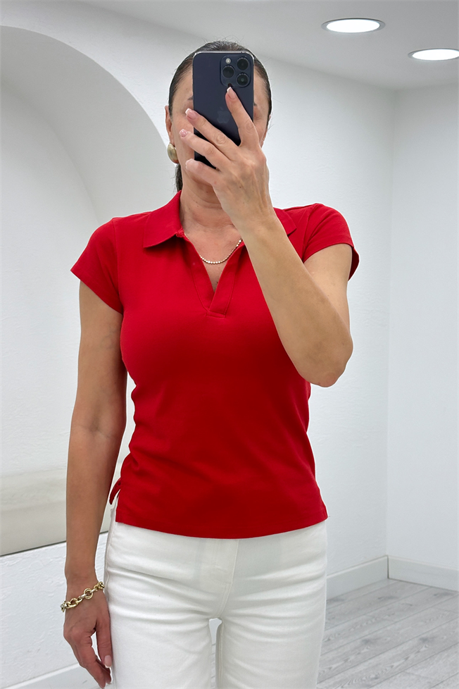 Kırmızı Polo Yaka Tshirt 17651