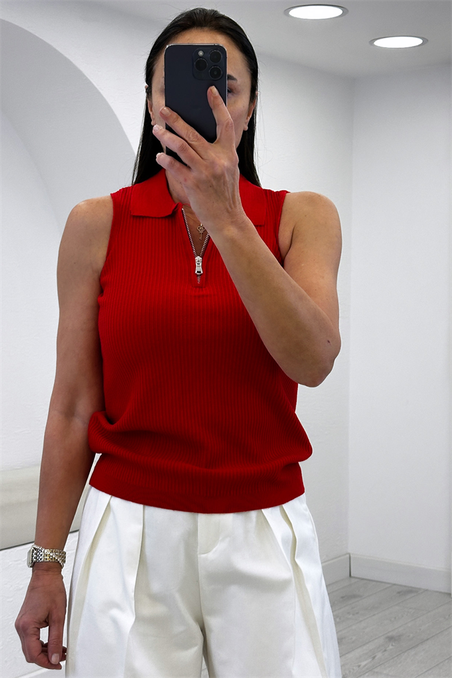 Kırmızı Sıfır Kol Triko 5170